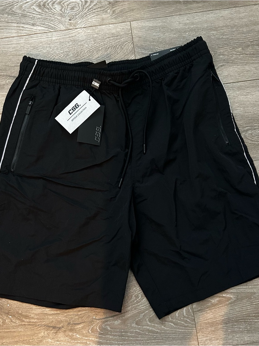 CSG Black Men's Athletic Shorts with Zip Pockets